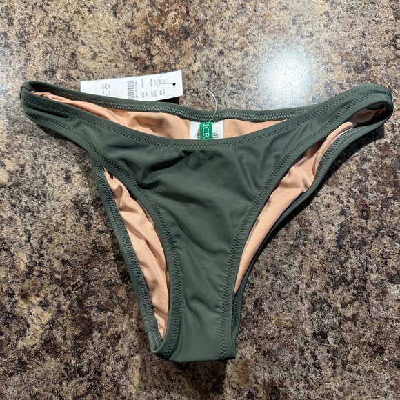 J.Crew High Leg Cheeky Bikini Bottom Army Green XXS NWT - Picture 9 of 9